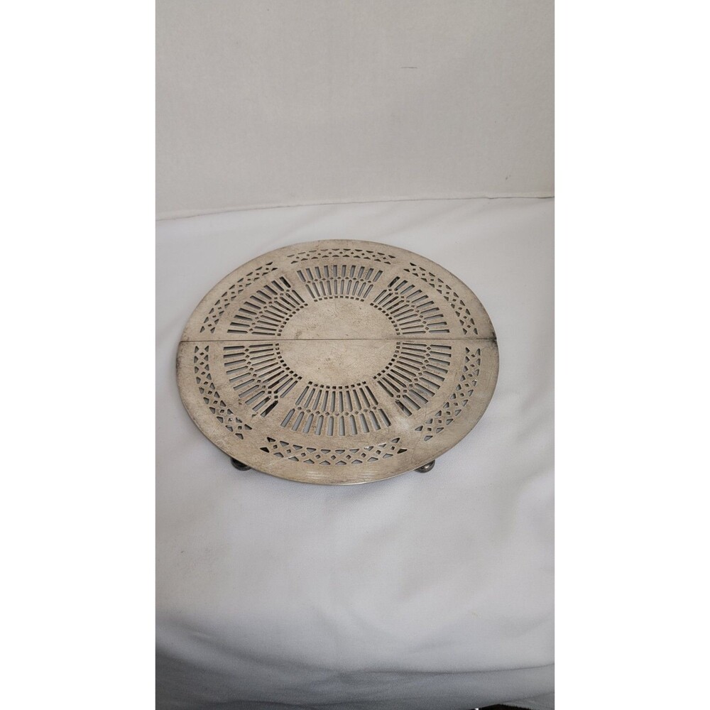 Nickel Silver Trivet 12.5" Vintage Expandable Hot Plate Stand N.S. 3467N